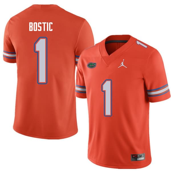 Men's NCAA Florida Gators Jonathan Bostic #1 Stitched Authentic Jordan Brand Orange College Football Jersey OIU1865CE